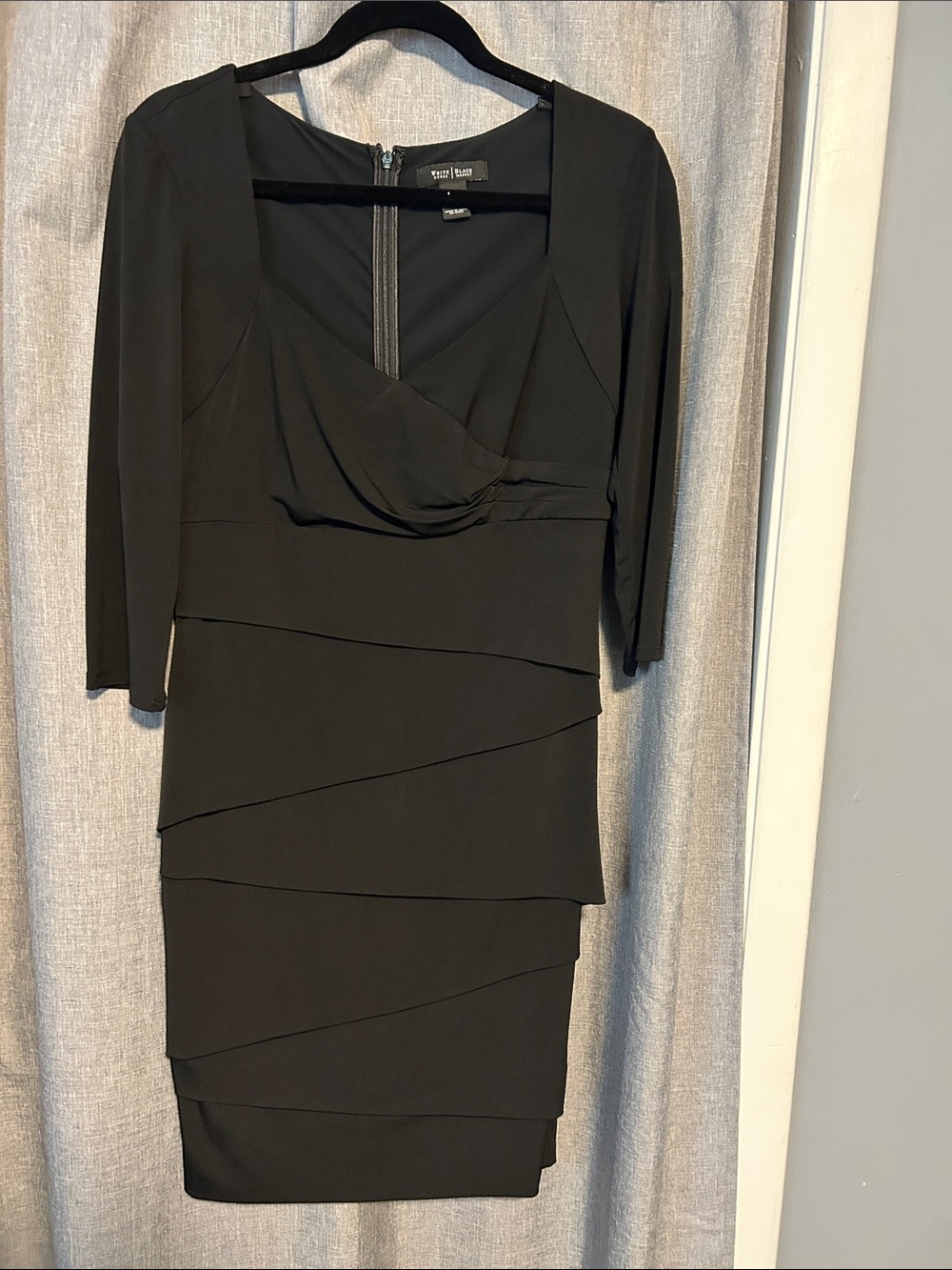 White House Black Market Black Layered V-Neck Sheath Dress